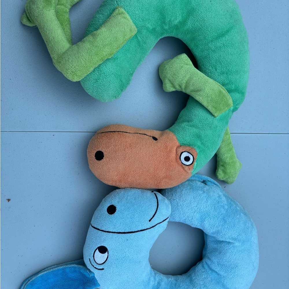 Plush Animal look alike to Eeyore, Neck Pillow Set - Green and Blue - Picture 2 of 2